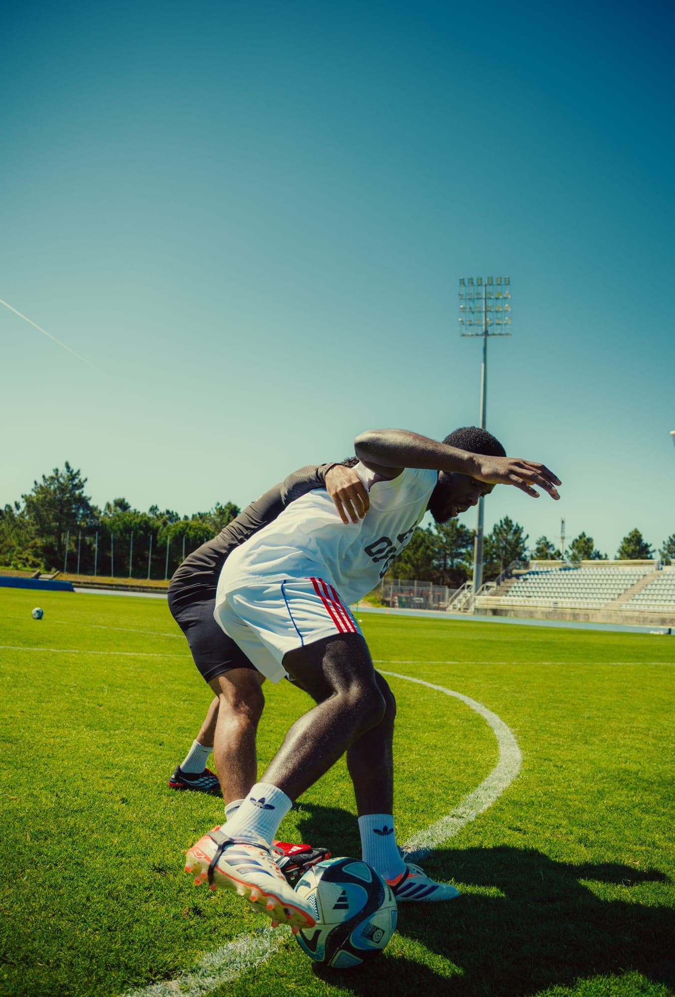 Footballer in drill work at Apex Football Performance training